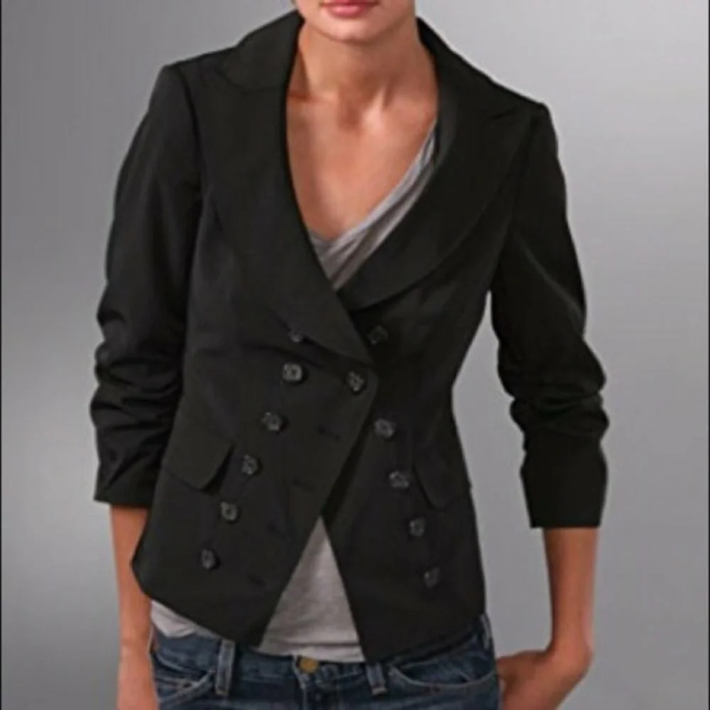 Vintage Laundry by Shelli Segal Black Rugged 3/4 Sleeve Women's Stretch Blazer - Picture 1 of 9